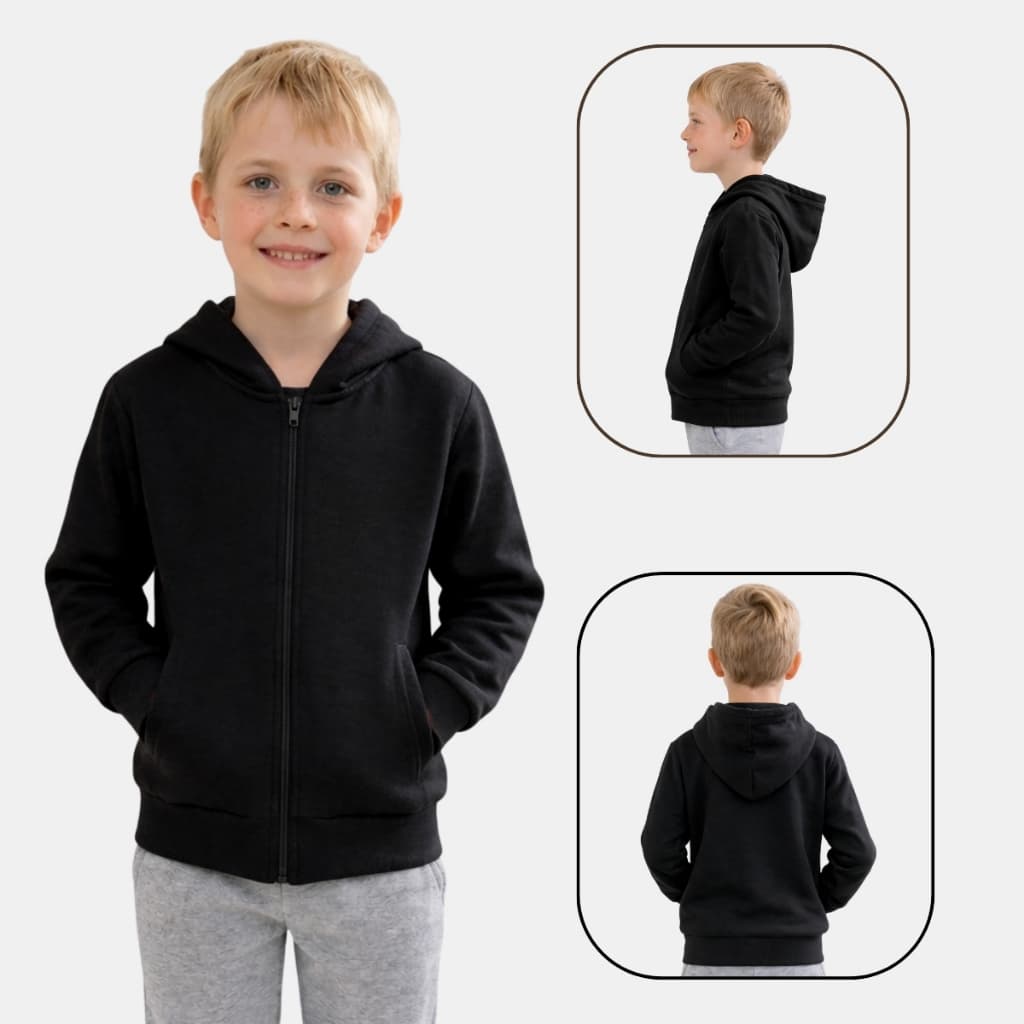 Moletom Infantil Masculino com Capuz e Zíper Punhos em Ribana Confortável Blusa de Frio