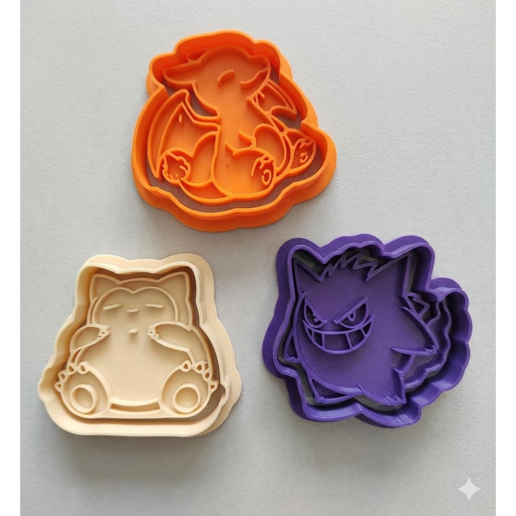 Kit 3 Cortador Marcador Pokemon Snorlax Gengar Pasta Americana