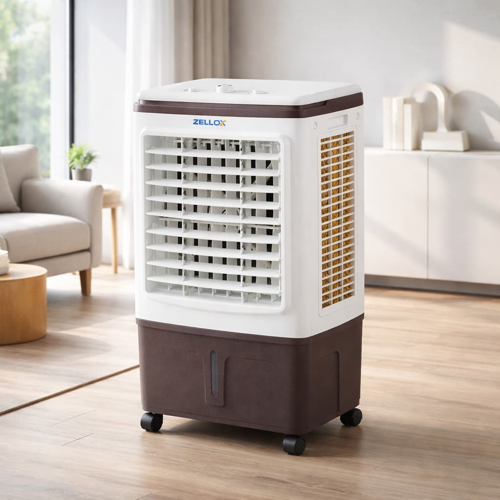 Climatizador De Ar Portátil  30L 110v Zellox 3 Velocidades Com Rodas Reservatório Com Gelo Econômico