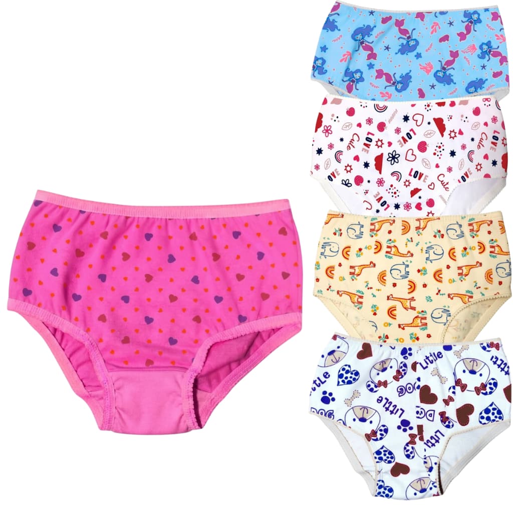 Kit 10 Calcinhas Infantil Menina Estampadas 100% Algodão Moda Infantil 1 a 12 anos Antialérgico