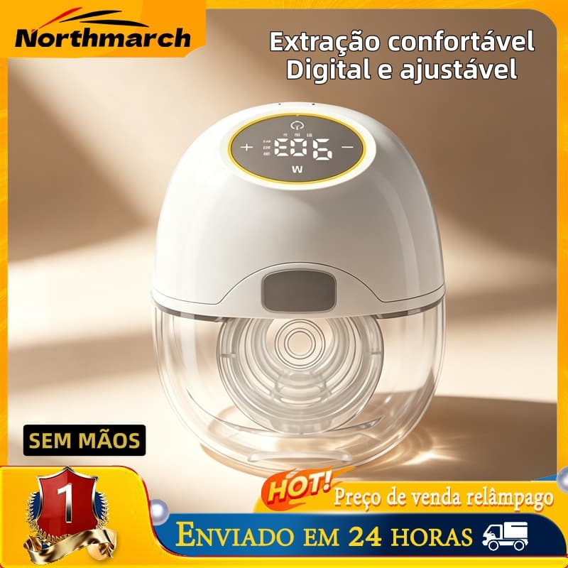 Extratora de Leite Materno Elétrica Mãos Livres Bomba Tira Leite Vestível Display LED Silenciosa