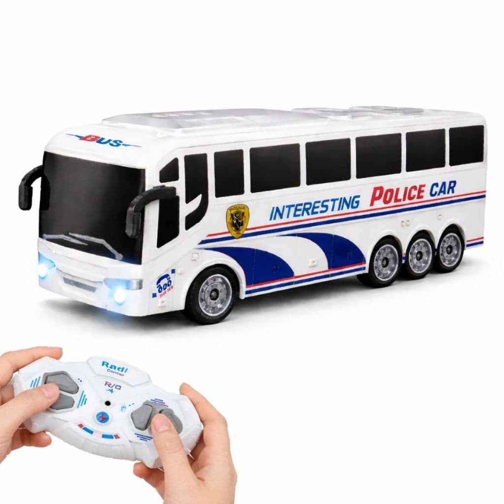 Ônibus de Controle Remoto Polícia Brinquedo Infantil Carrinho Pilha