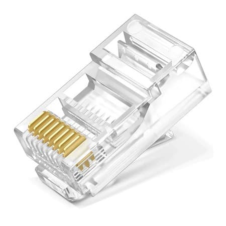 kit 10 UN  Conector Cristal Para cabo de rede RJ45 Vazado Cat5e/6e