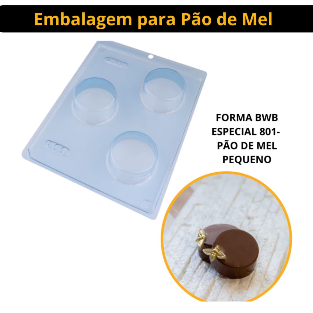 Forma p/ Chocolate Pão de Mel Pequeno Cod. 801  Tradicional c/ Silicone (3 partes) Bwb