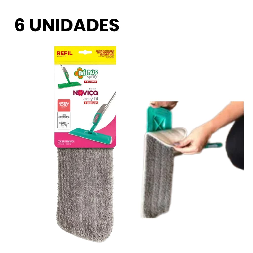 6X Refil Mop Spray Noviça Bettanin Limpeza Rápida 6X1