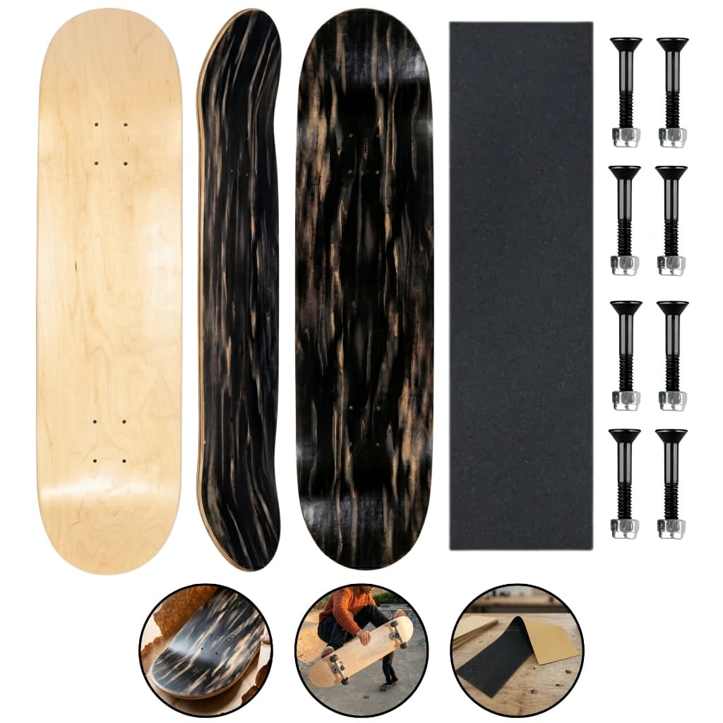 Shape Maple Com Lixa Emborrachada e Parafusos de Base Skate Profissional