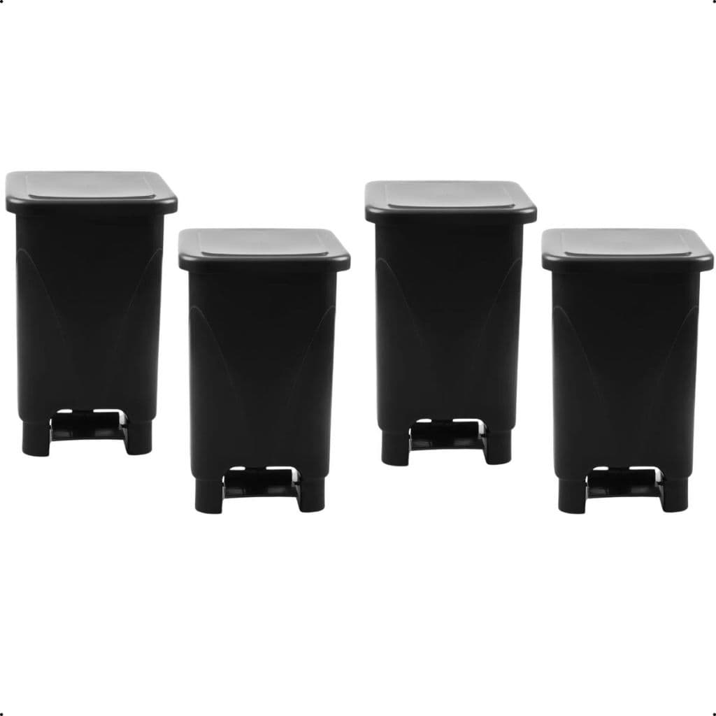 Kit 4 Lixeira Retangular Com Pedal 25 Litros Reforçado Cozinha Lavanderia Banheiro e Casa