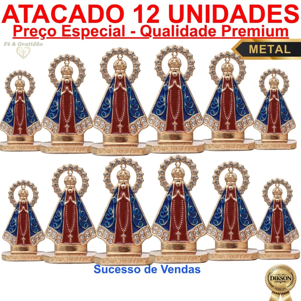 Atacado Kit 12 Santinha N Senhora Aparecida Metal Dupla Face Painel Carro Caminhão Proteção Veicular
