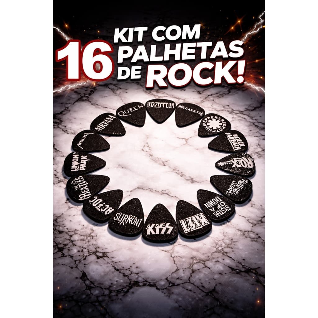 KIT 16 palhetas 08mm  Personalizadas Bandas Violão Guitarra Envio Imediato