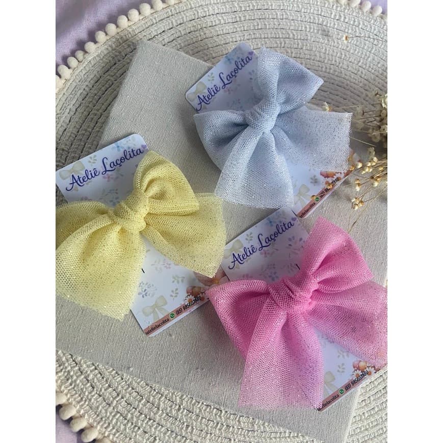 laço tule brilho ,laço com glitter, luxo