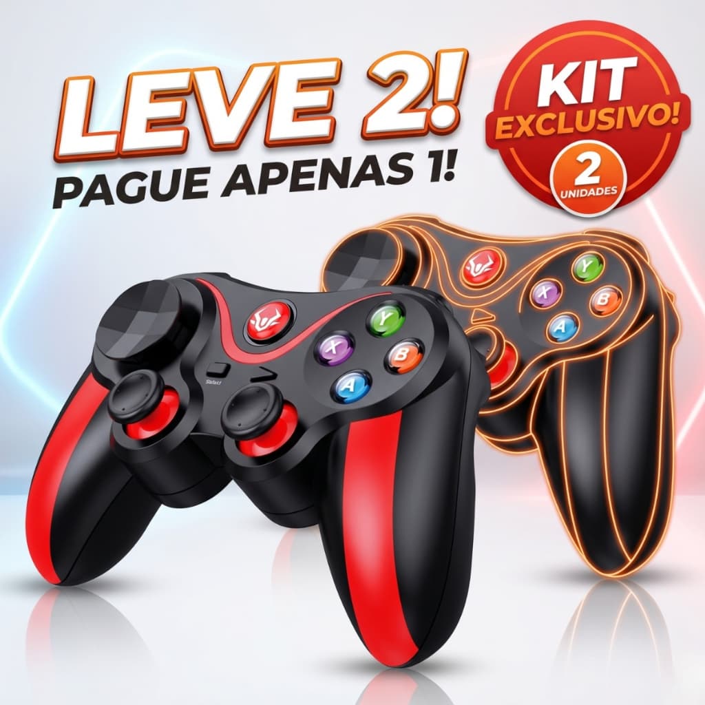 Kit 2x Controle Bluetooth Celular Gamepad Android Pc Joystick Gamer