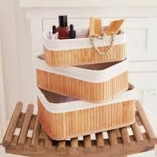 Kit 3 Cestos Organizador Bambu Natural Caixa Organizadora Multiuso