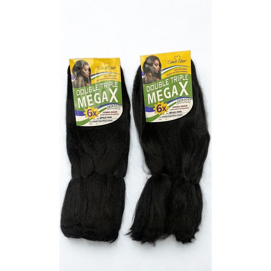 Kit 2 Cabelos Jumbos na COR 1 PRETO P/ Tranças Hiperx 800g