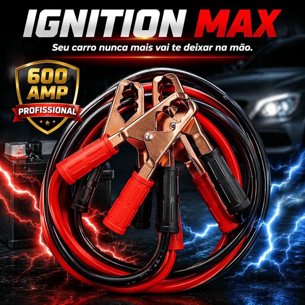 Cabo Para Bateria Automotiva 600A Ignition Max 2,5m Cabo Chupeta Carro Partida Emergencial
