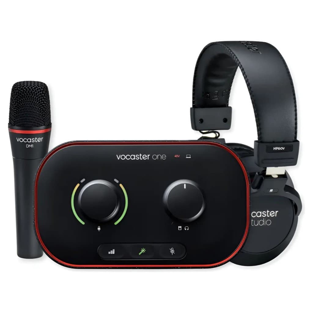 Interface de Áudio Profissional para Streaming e Podcast Kit Estúdio Completo - Focusrite Vocaster One Studio