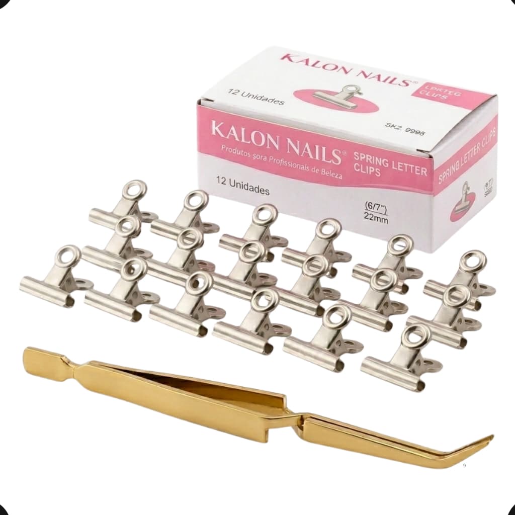 Kit 12 Presilhas Para Unhas + 1 Pinça Unha Especial para Curvatura C Unhas Esculpidas Manicure Nails
