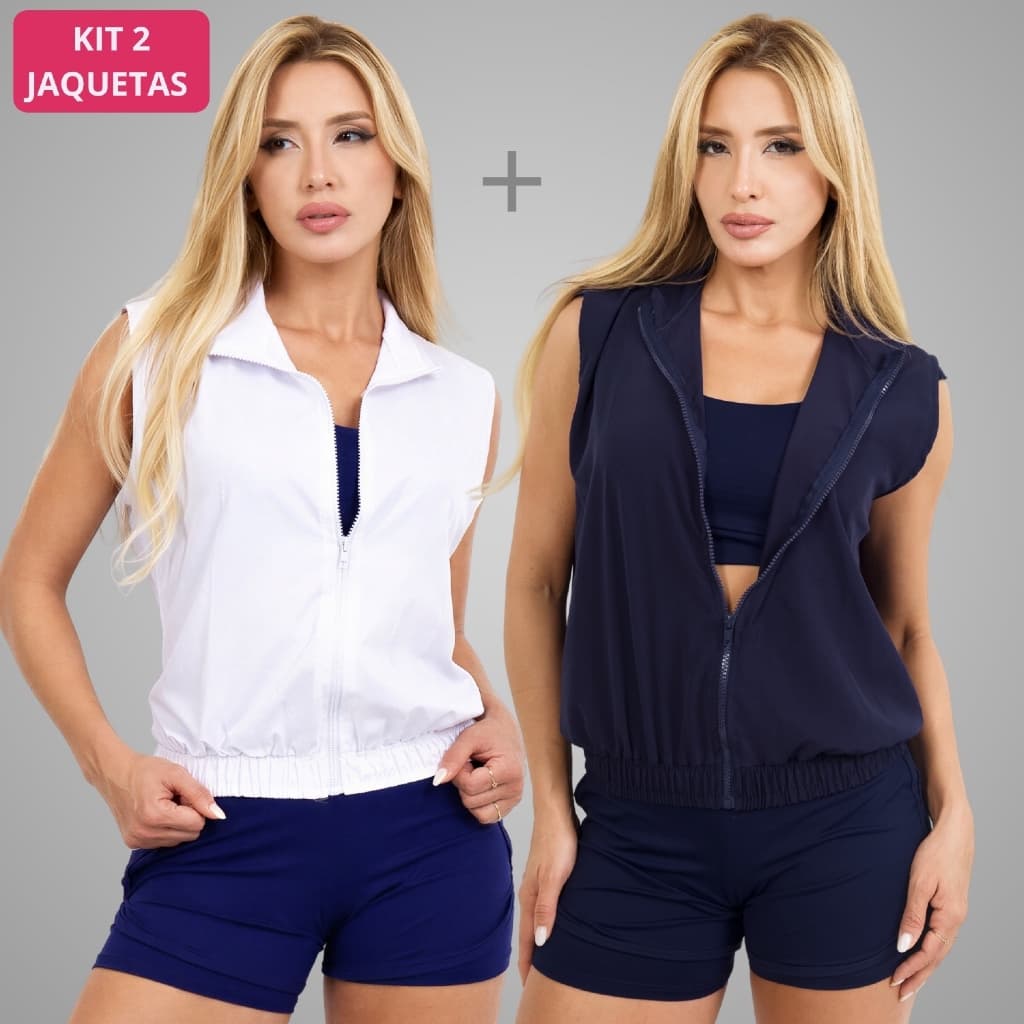 kit 2 Jaqueta Feminina Corta Vento  Sem Manga - Leve e Versatil | Academia, Caminhada e Corrida