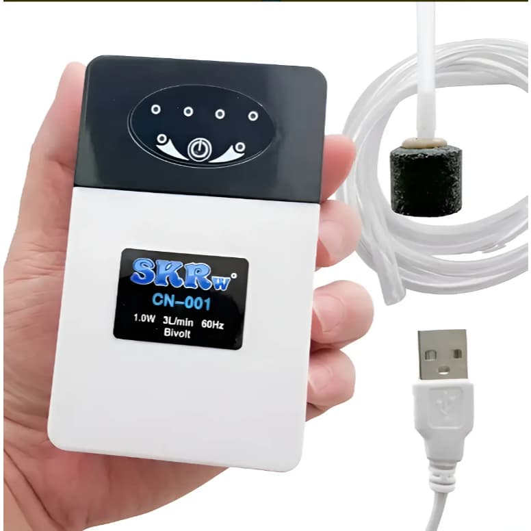 Compressor Ar Aquário Bateria Usb Isca Viva Pesca Bomba BIVOLT / USB