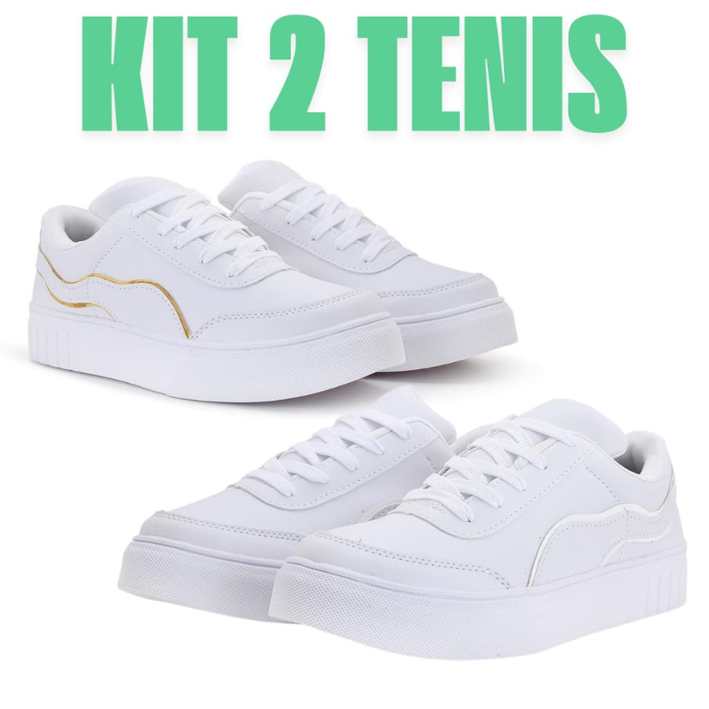 Kit 2 Tênis Feminino Plataforma Casual Lançamento Macio Leve Confortável Promoção Envio Imediato