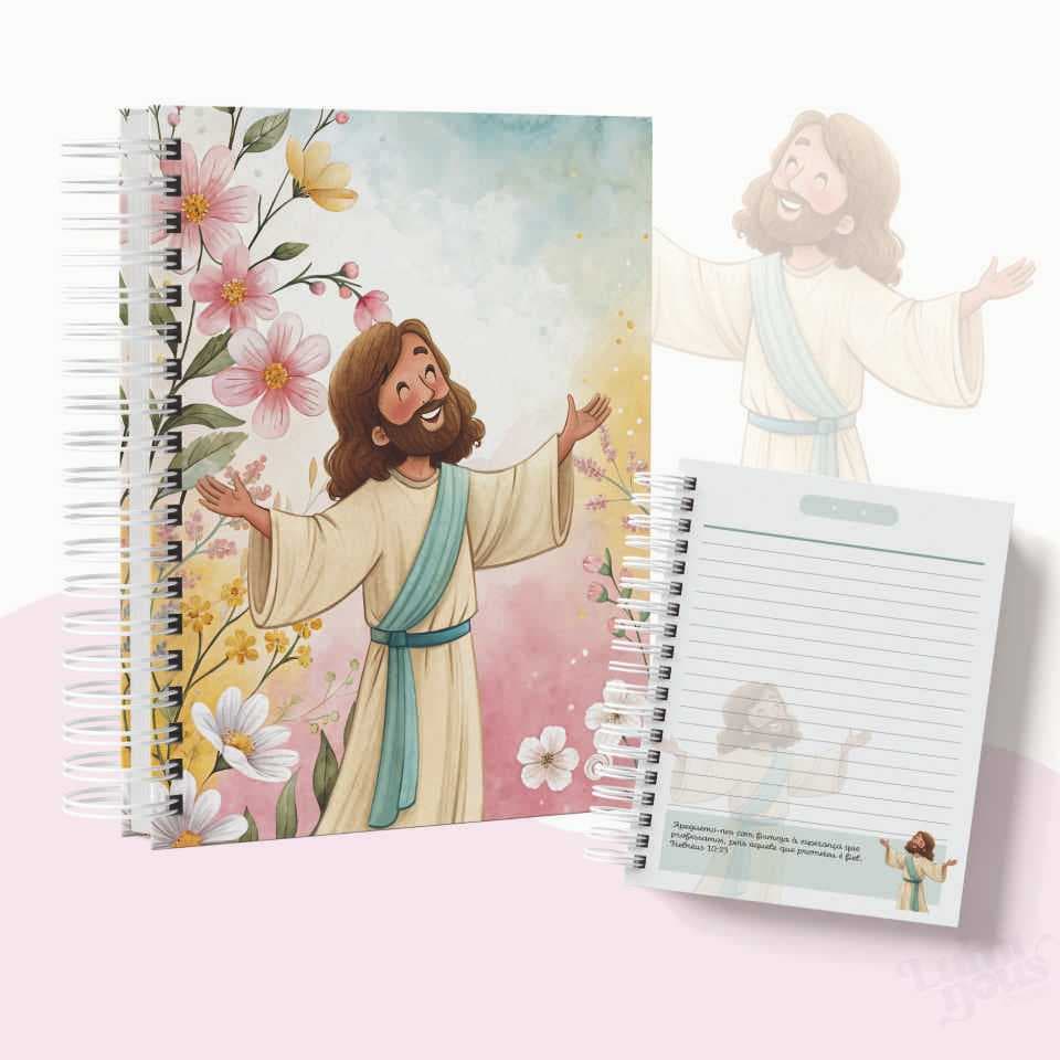 Caderno de Versículos Personalizado Capa Dura A5 100 Folhas Devocional Bíblico Wire-O