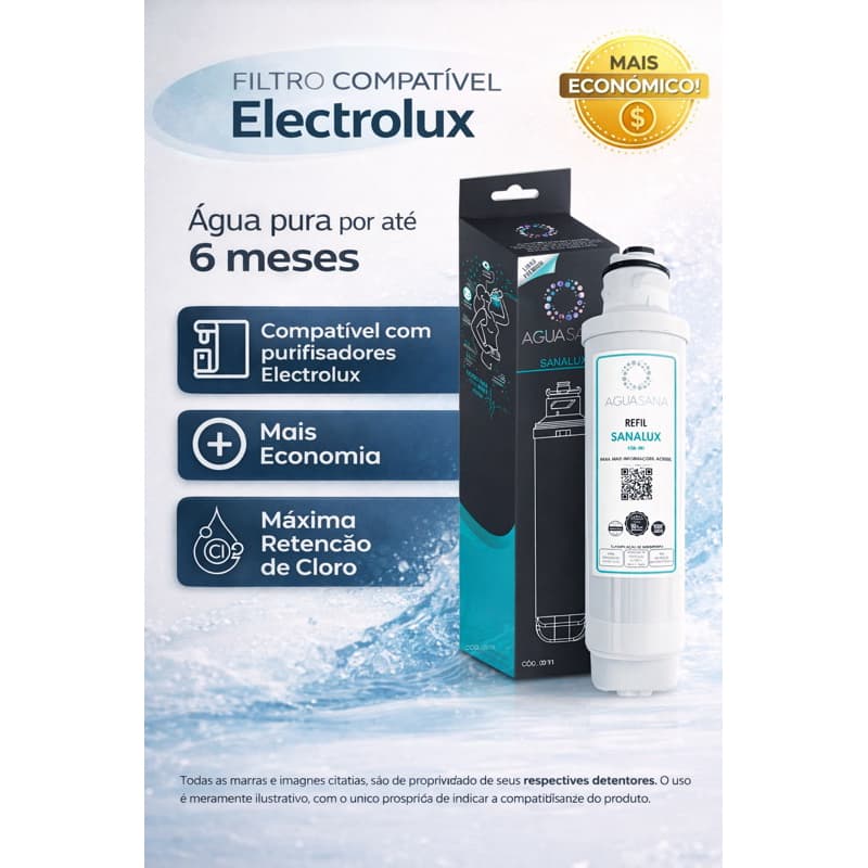 Refil Filtro Compatível Electrolux PE11B PE11X | Troca 6 Meses | Alta Filtragem | Carvão Ativado