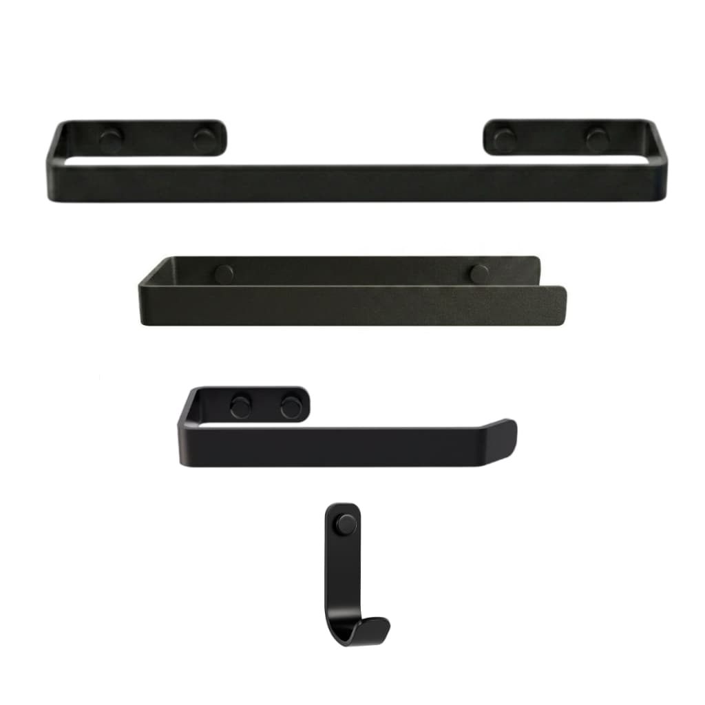 Kit Acessórios para Banheiro 4 peças Aço preto fosco