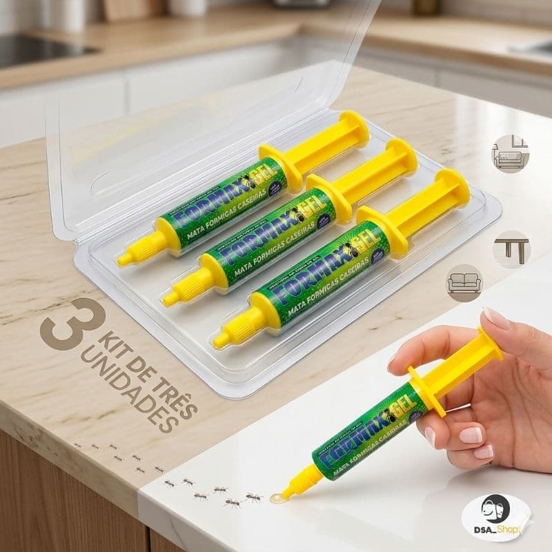 Gel Formax para Eliminar Formigas Doceiras Seringas Kit c/ 3 und