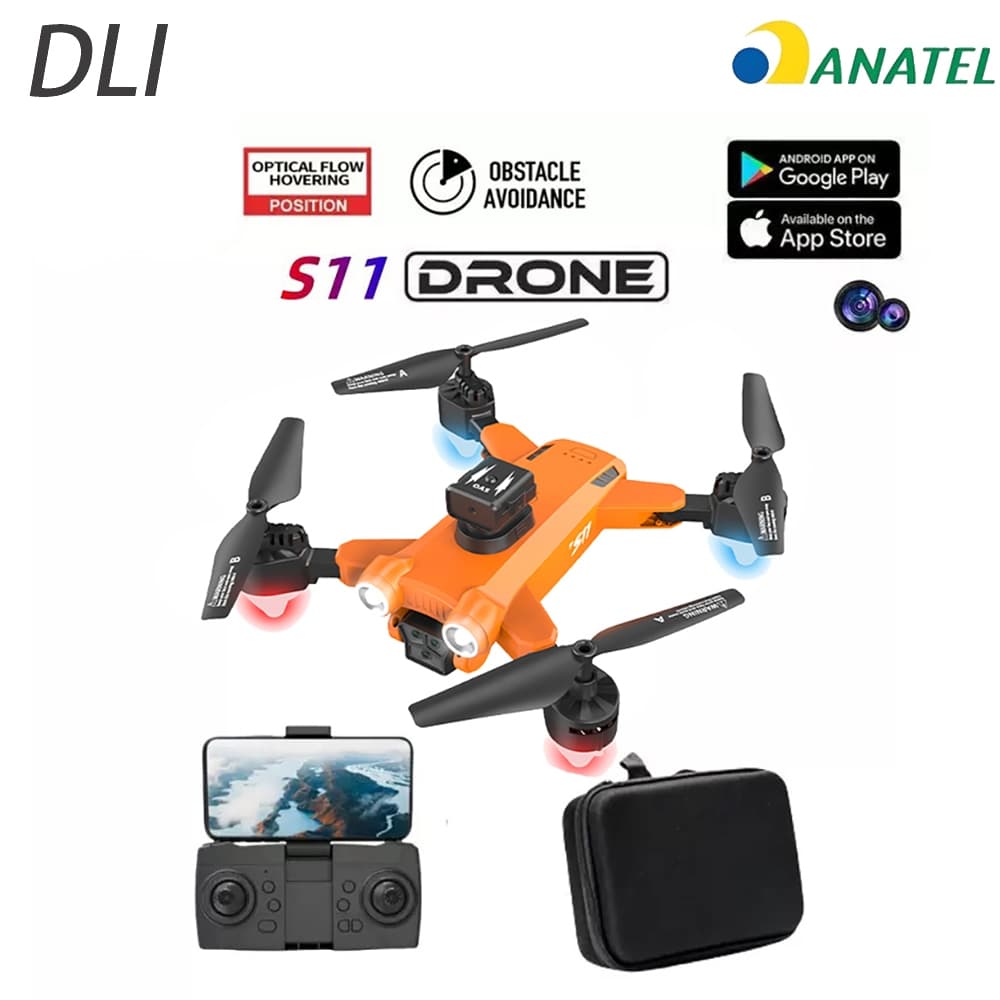 DLI Drone Para Evitar Obstáculos Câmera Dupla Quadcopter Aeronave Dobrável Avião Controle Remoto Com Luz