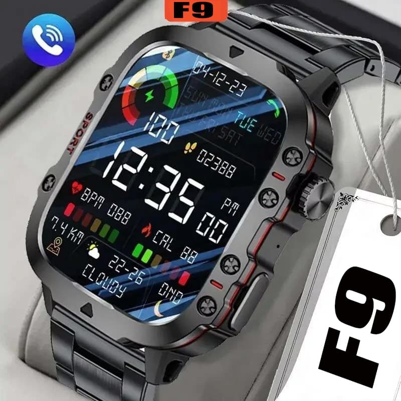 Relógio inteligente F9 2026 com Bluetooth para chamadas, relógio esportivo e frequência cardíaca NFC