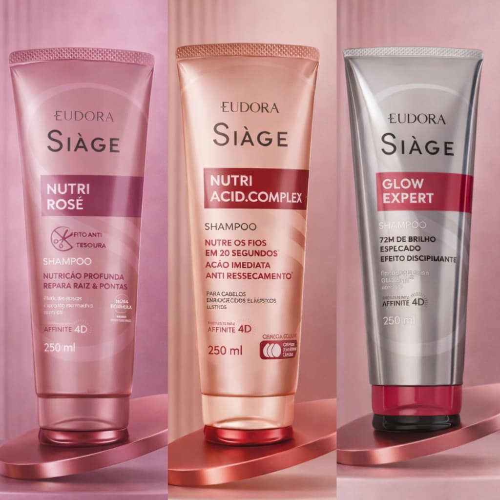 Shampoo Eudora Siage 250ml Ideal Para Cronograma Capilar Cabelos