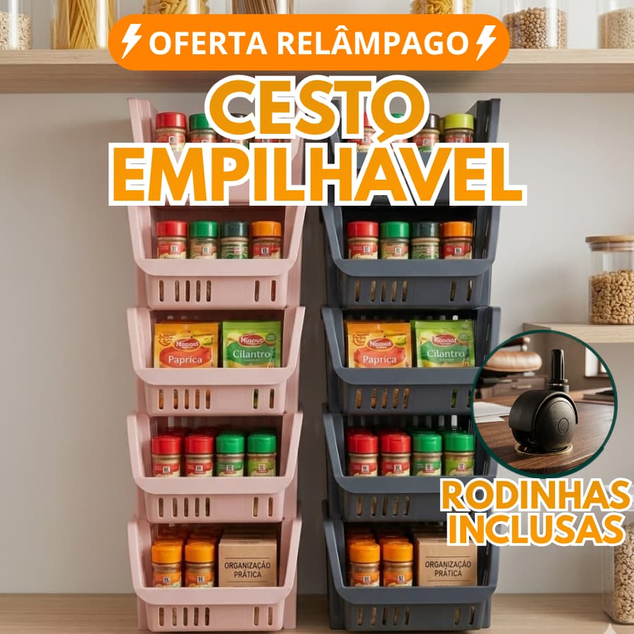 Cesto Com Rodinhas Empilhavel Organizador Estoque Loja Fruteira Expositor Produtos Limpeza Brinquedo