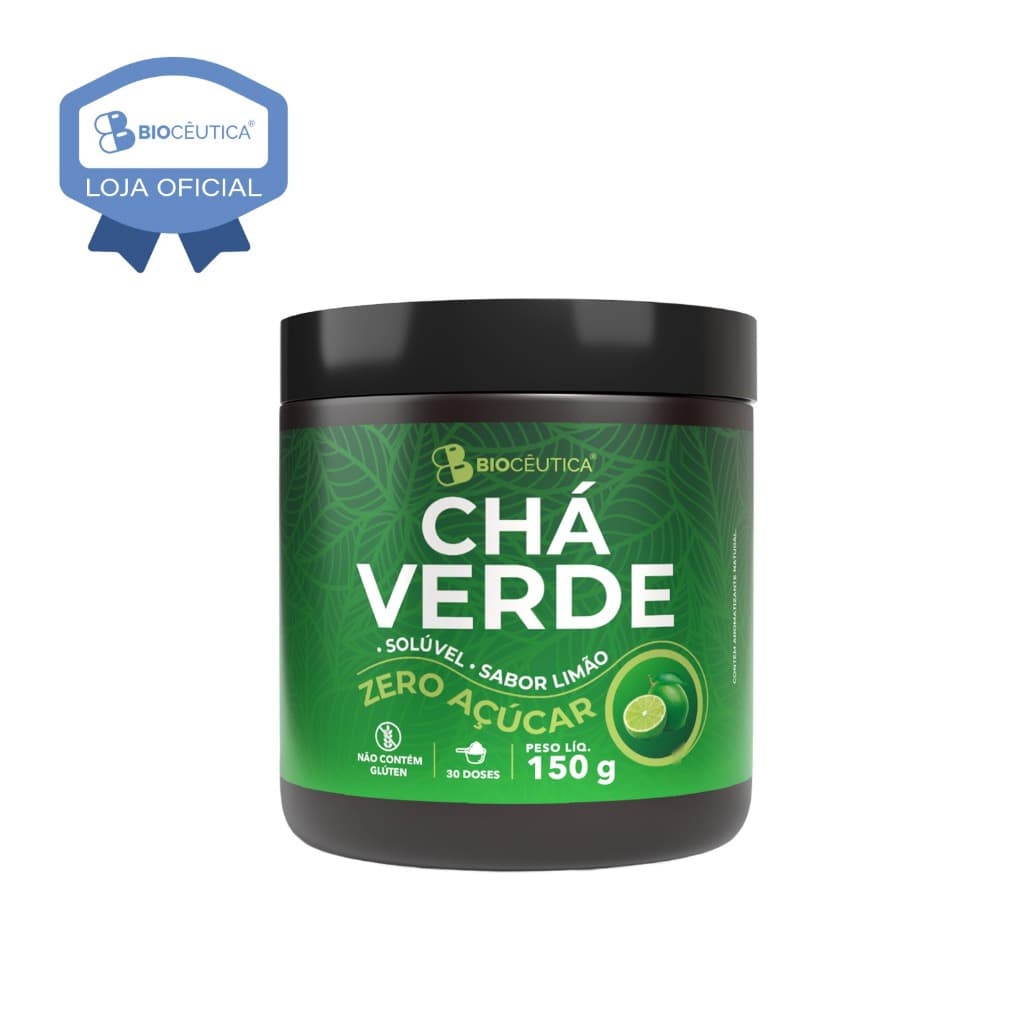 Chá Verde Sabor Limão150g Biocêutica Zero Açúcar Solúvel Refrescante Quente ou Gelado
