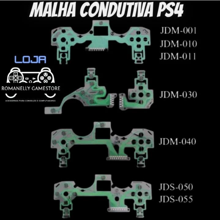 Malha Condutiva para Controles PS4 reparo de contato botoes Pelicula Condutiva JDS-050 / JDS-055 / JDM-030 / JDM-040