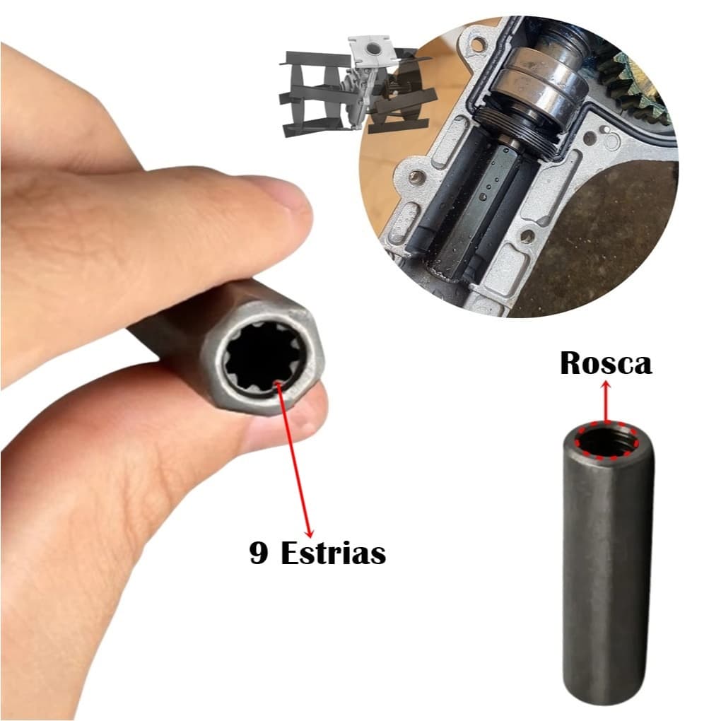 Adaptador Luva Roçadeira 9 Estrias De Enxada Rotativa Mini Arador Cultivador