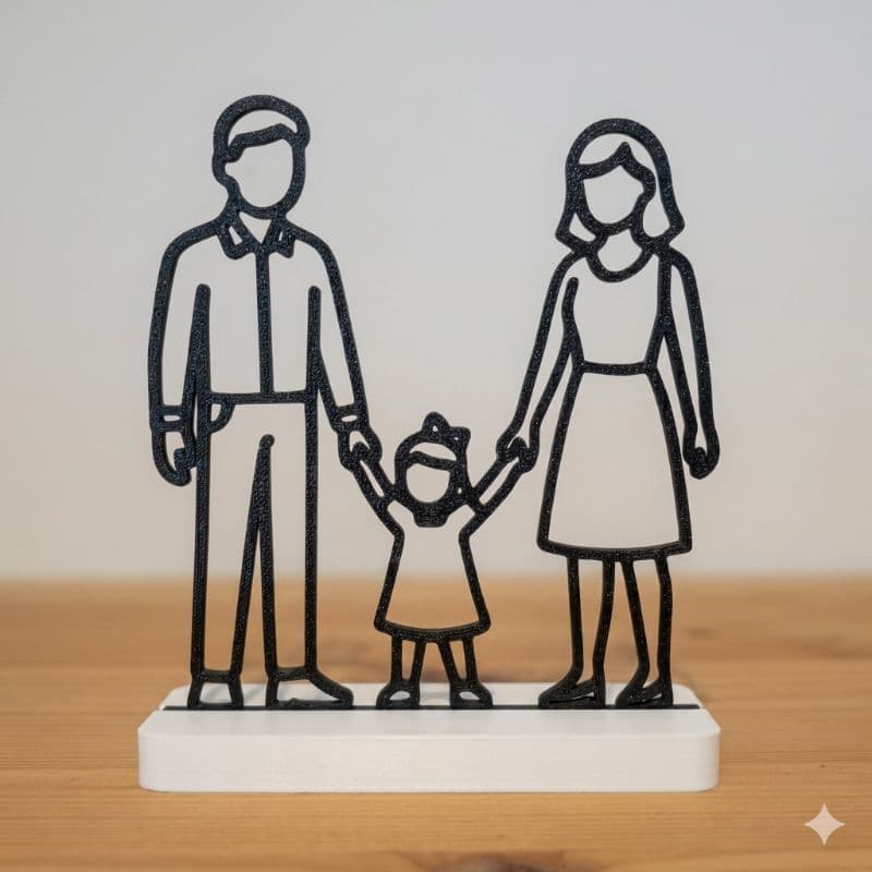Enfeite Decoração Família Minimalista Silhueta Moderna para Sala Rack Quarto e Mesa  Símbolo de Amor e União no Lar