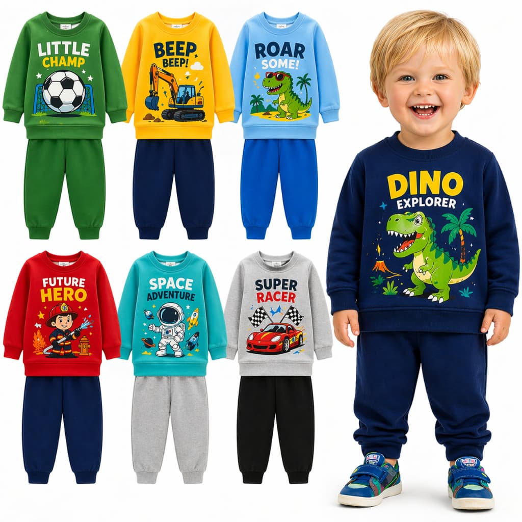 Kit Sortido 2 ou 4 Peças Roupa de Inverno Menino Infantil Conjunto de Moletom Casaco e Calça Moletom Flanelado Quentinho