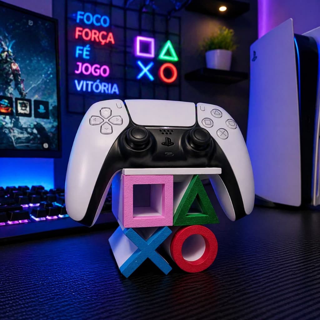 Suporte para Controle PS5 Decorativo Gamer Organizador de Mesa Playstation