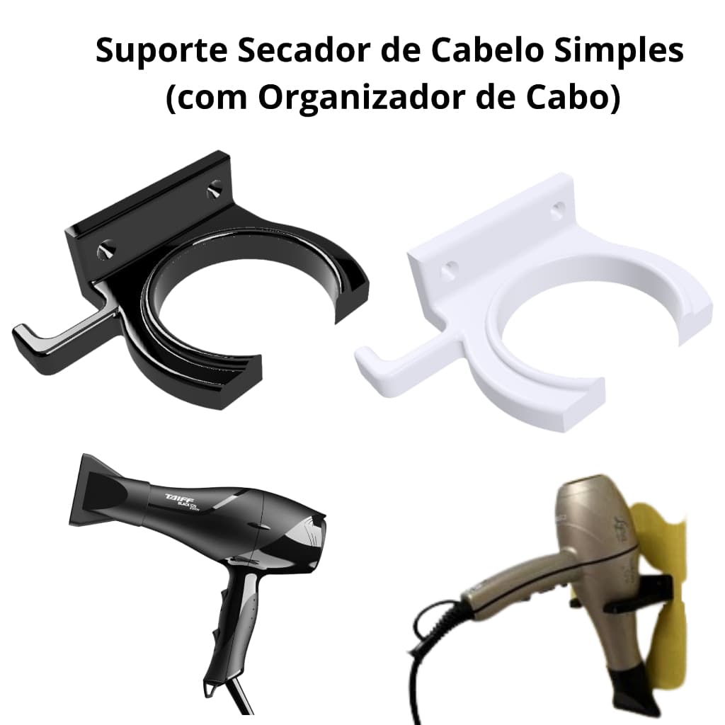 Suporte Secador de Cabelo com Organizador de Cabo