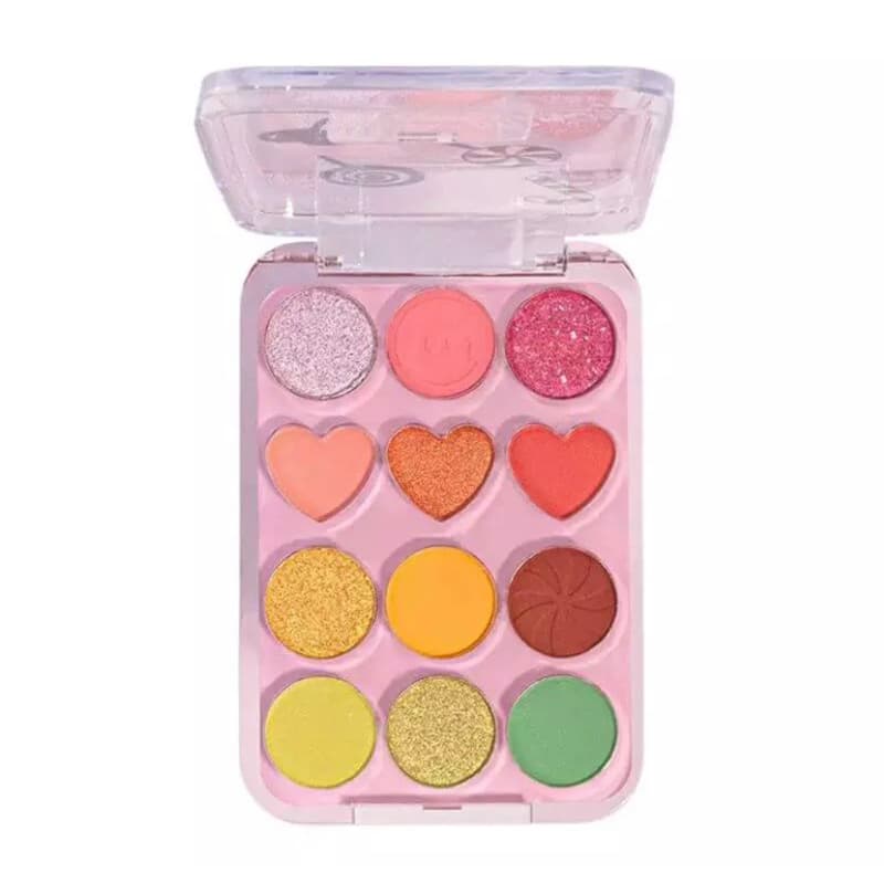 Paleta de Sombras SP Colors Lollipop Land 12 Cores + Glitter Alta Pigmentação