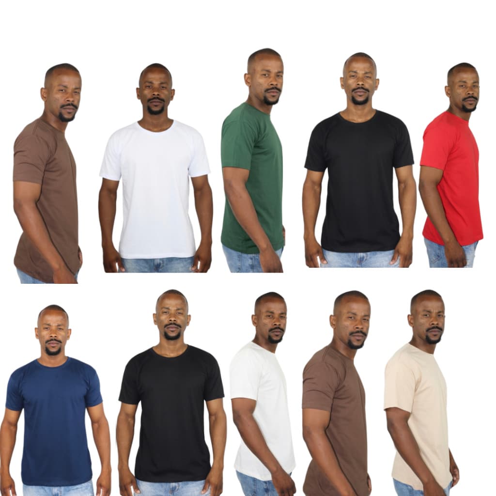 KIT 10 Camiseta Masculina Lisa Básica Slim 100% Algodão | Unissex | Atacado