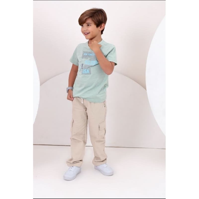 Calça Cargo Juvenil Menino Seis Bolsos Funcional