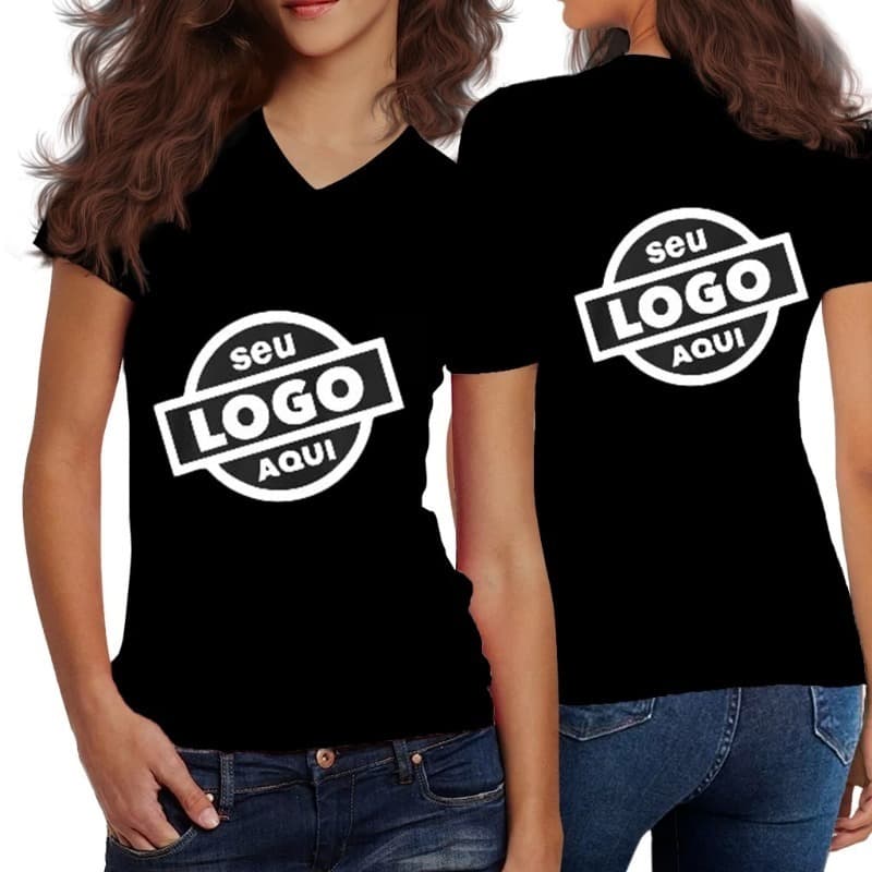 Camiseta Feminina Personalizada com Logo – Estampa 100% Algodão