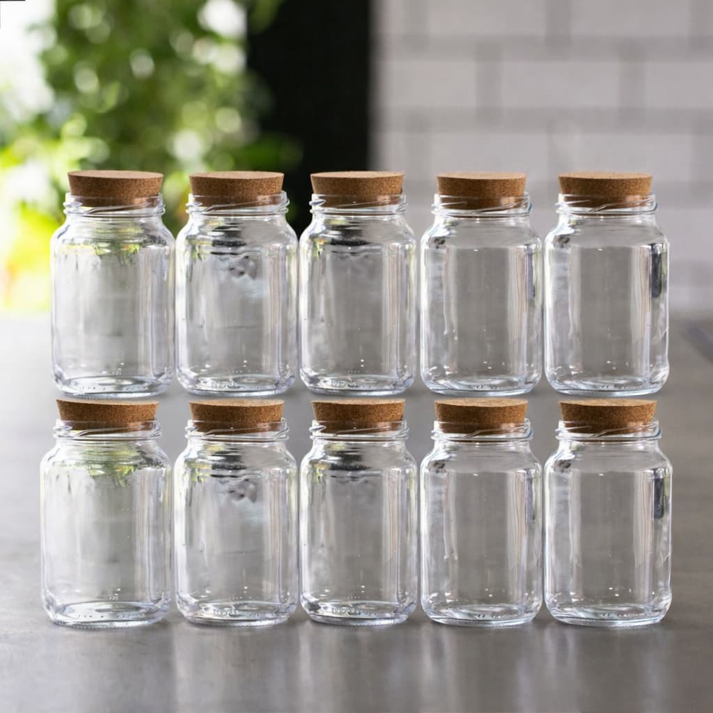 Potes de Vidro 600 ml com tampa cortiça