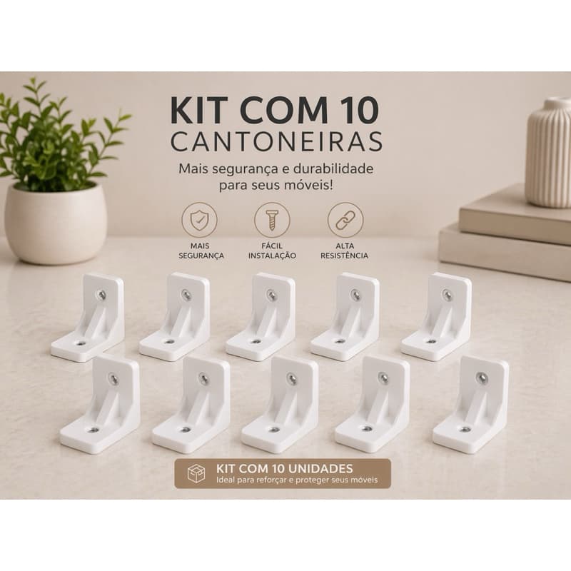 Cantoneiras Kit com 10 Cantoneiras Brancas para Móveis – Reforço e Segurança