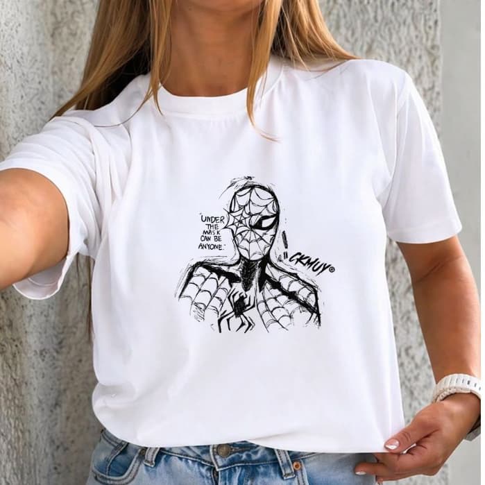 Camiseta Camisa Blusa Feminina 100%Algodão estilosa Homem Aranha Spider Man Lançamento