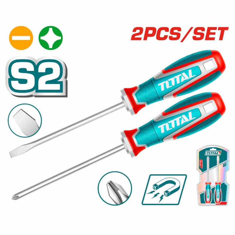 JOGO DE CHAVE FENDA/PHILLIPS SL6/PH2 - 125 mm - (2 Peças) - TOTAL TOOLS