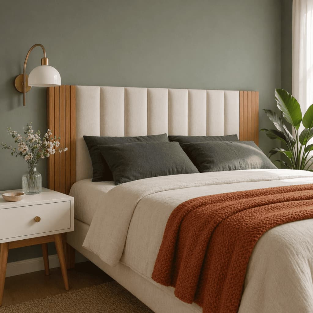 Kit Até 12 Peças Cabeceira Modular + Painel Ripado MDF Para Cama Box Casal King Queen