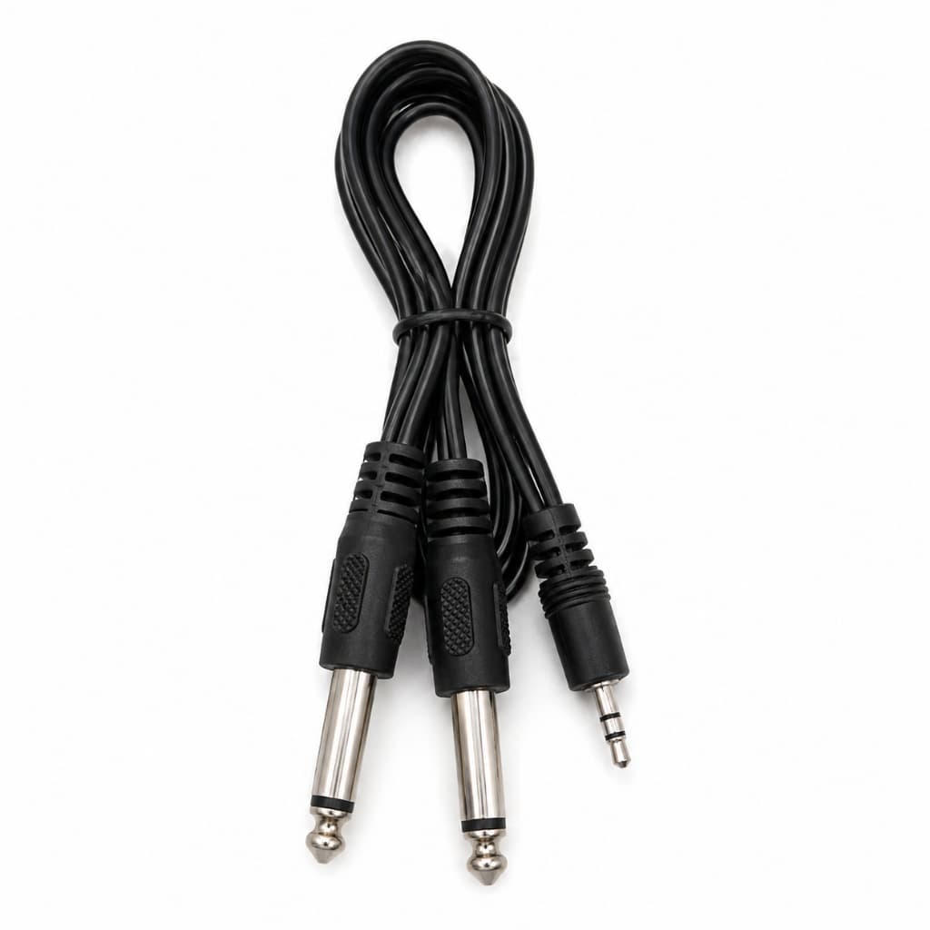 Cabo P2 Estéreo para 2 P10 Mono 1,8m Áudio Metal Storm Tech