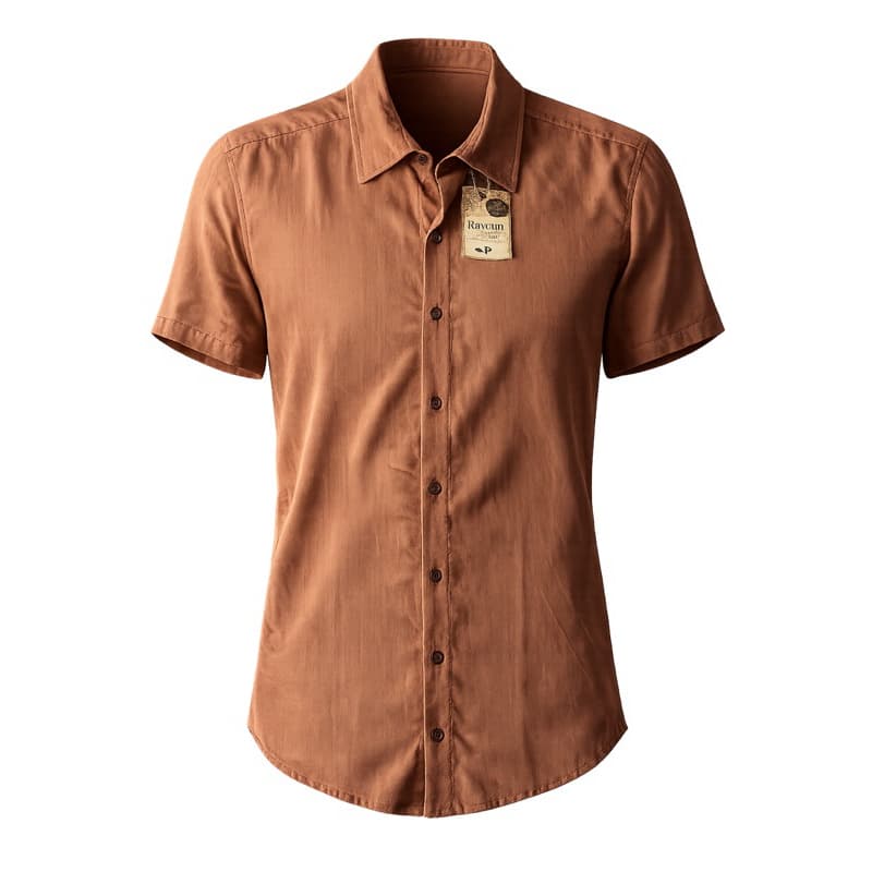 camisa manga curta visco linho