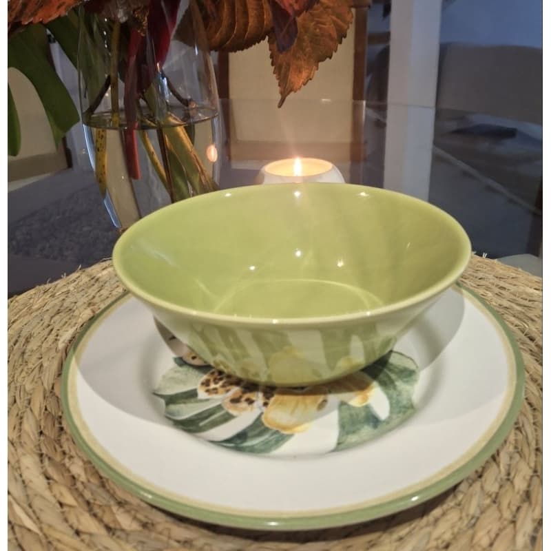 Prato sobremesa e bowl de porcelana